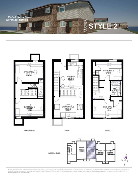 Floor plan for 4 beds, 2 baths, 133 sqft